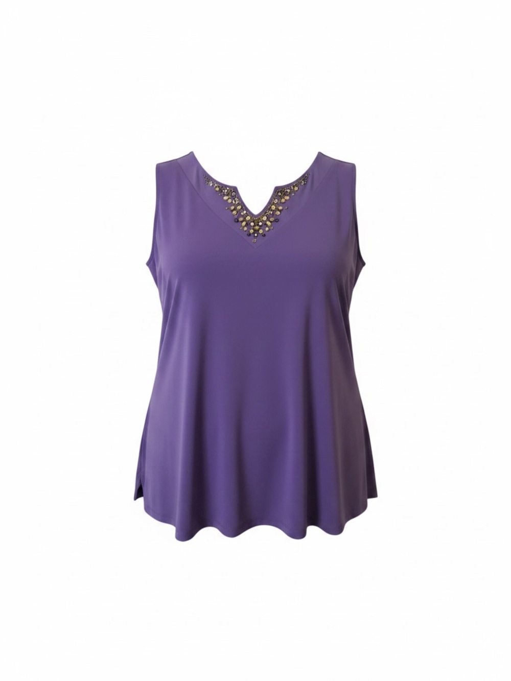 Susan Graver Sleeveless Purple Embellished V-Neck Women's Top Size 2x